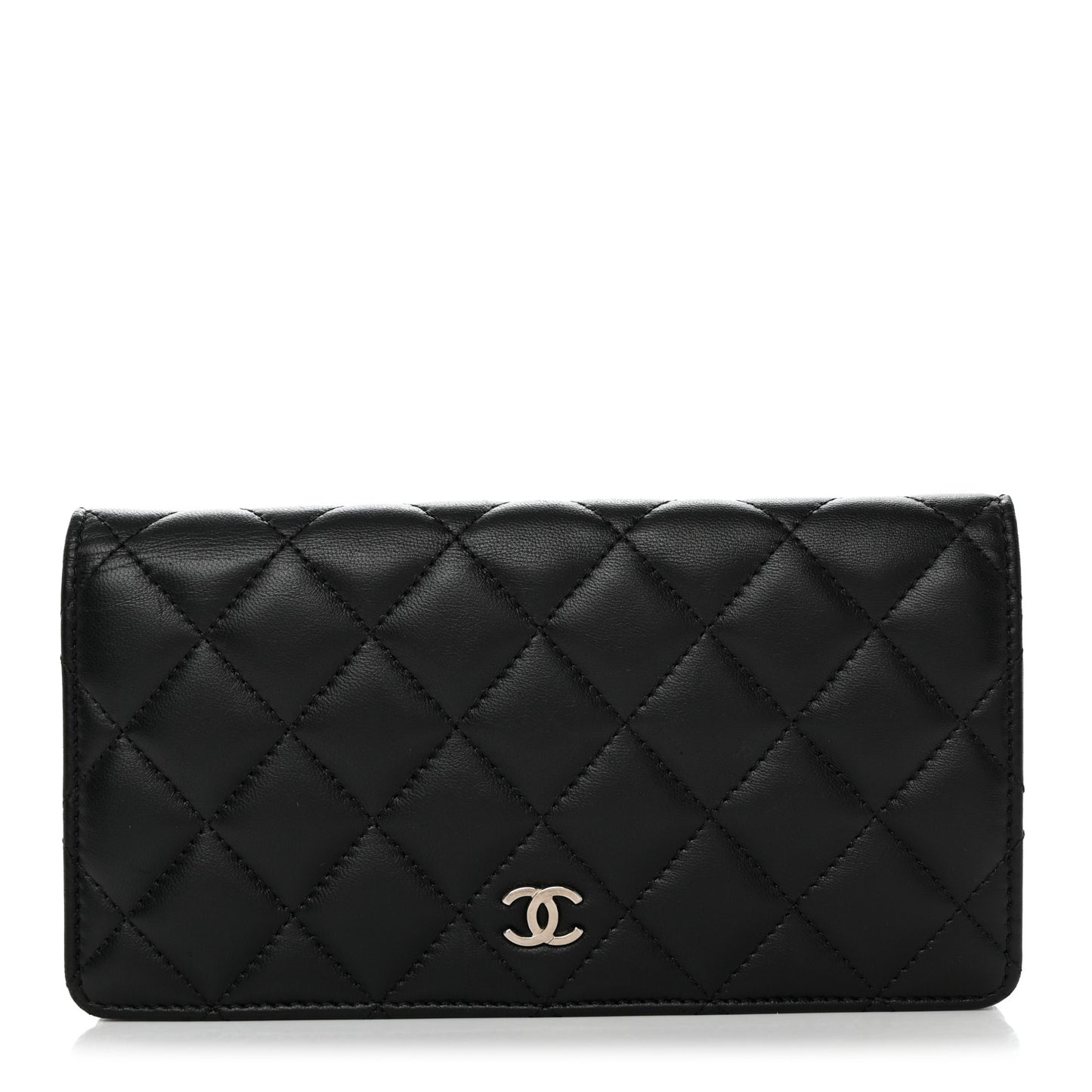 Lambskin Quilted Yen Wallet Black