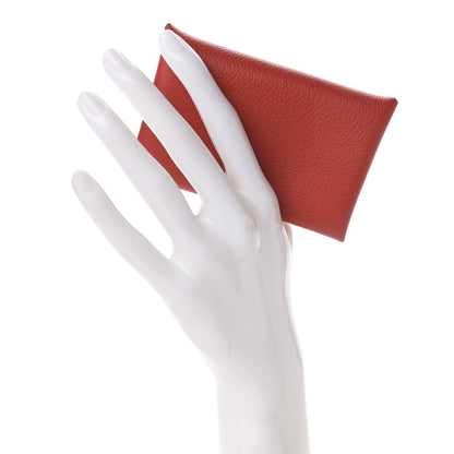 Hermes Evercolor Calvi Card Case Vermillion 2 of 8