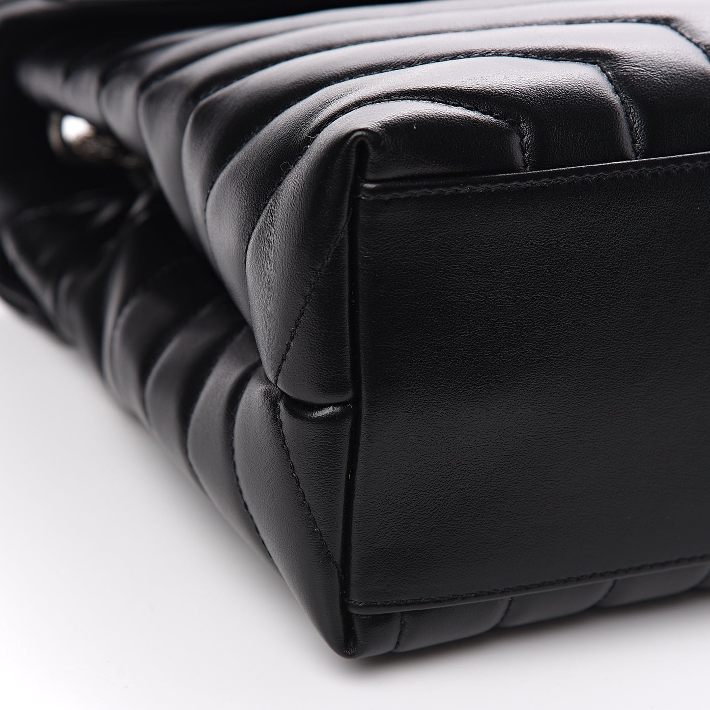 Calfskin Y Quilted Monogram Medium Loulou Chain Satchel Black