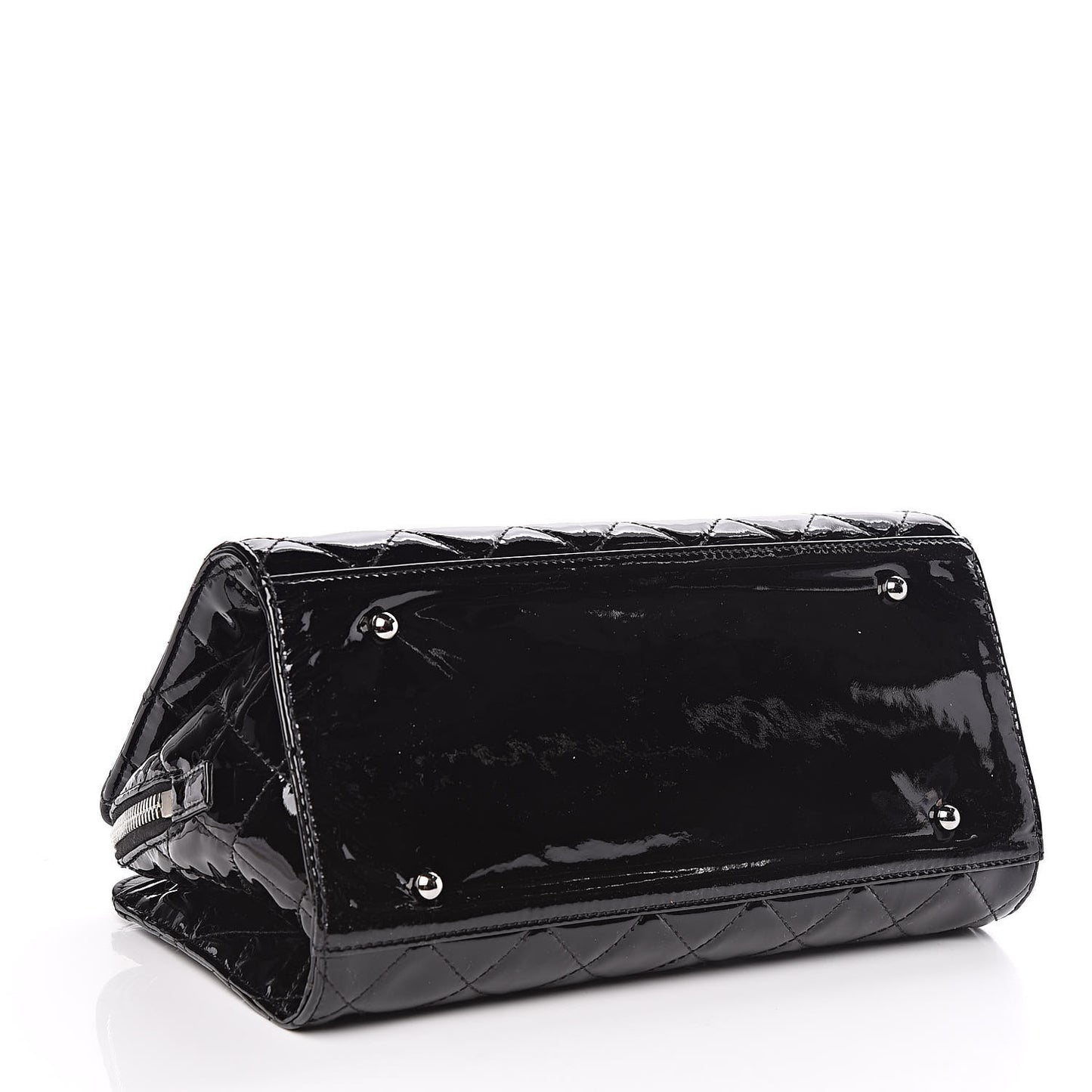 Patent Quilted CC Angle Tote Black
