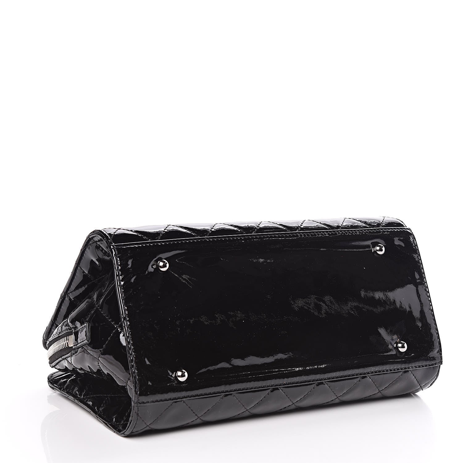 Chanel Patent Quilted CC Angle Tote Black 4 of 12