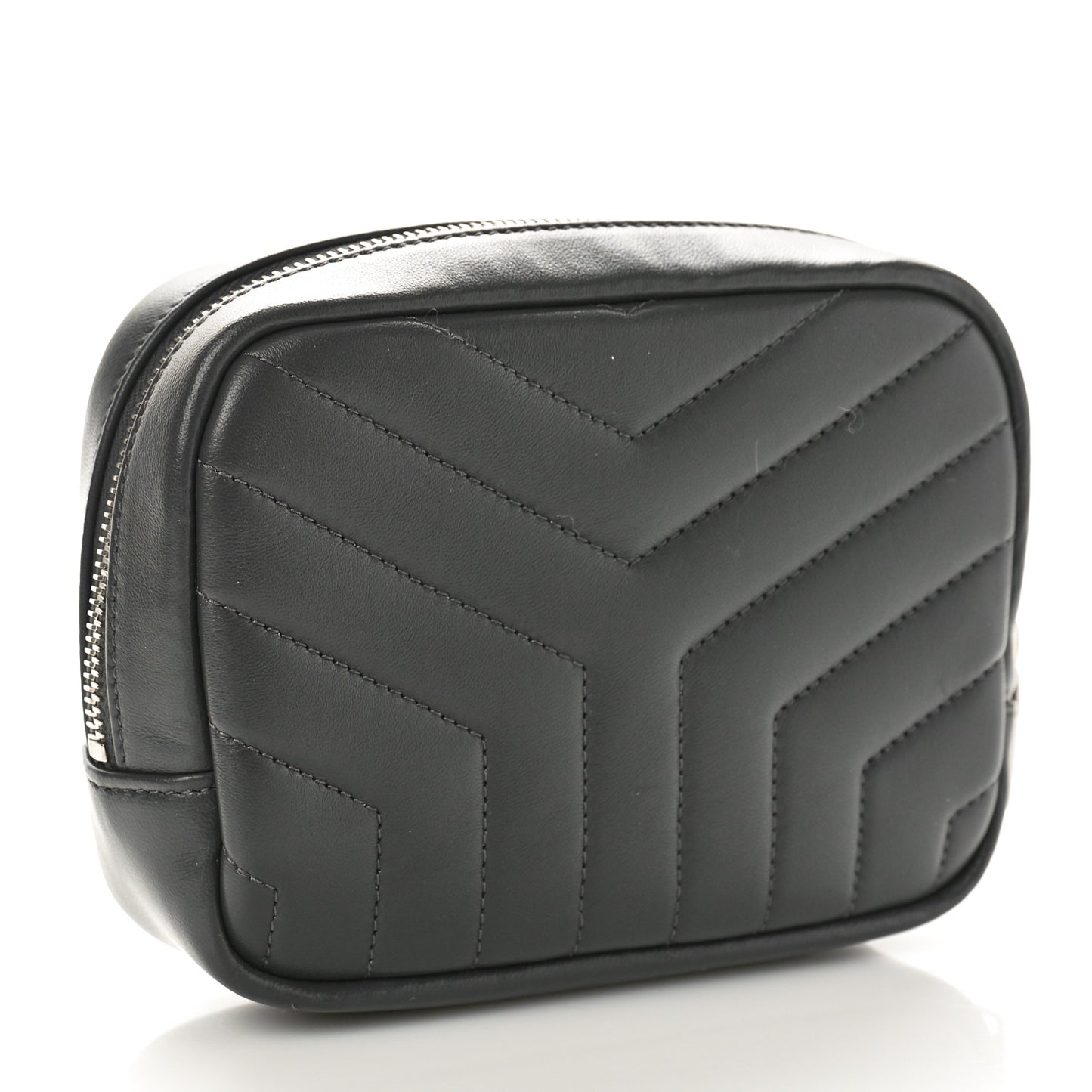 Lambskin Y Quilted Monogram Loulou Cosmetic Case Asphalt Grey