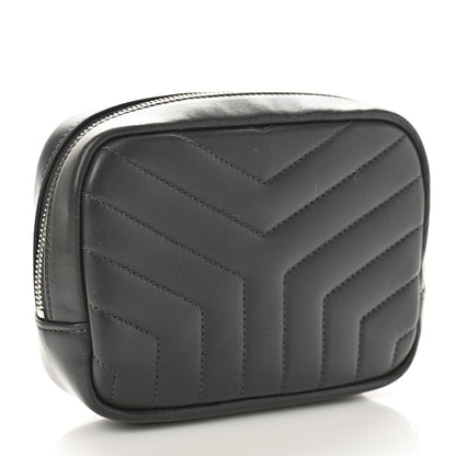 Saint Laurent Lambskin Y Quilted Monogram Loulou Cosmetic Case Asphalt Grey 3 of 9