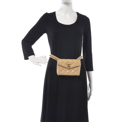 Chanel Lambskin Quilted Flap Waist Belt Bag Beige 2 of 15