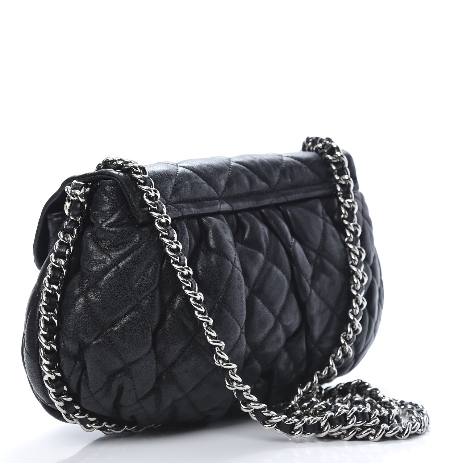 Chanel Washed Lambskin Quilted Medium Chain Around Messenger Black 3 of 11