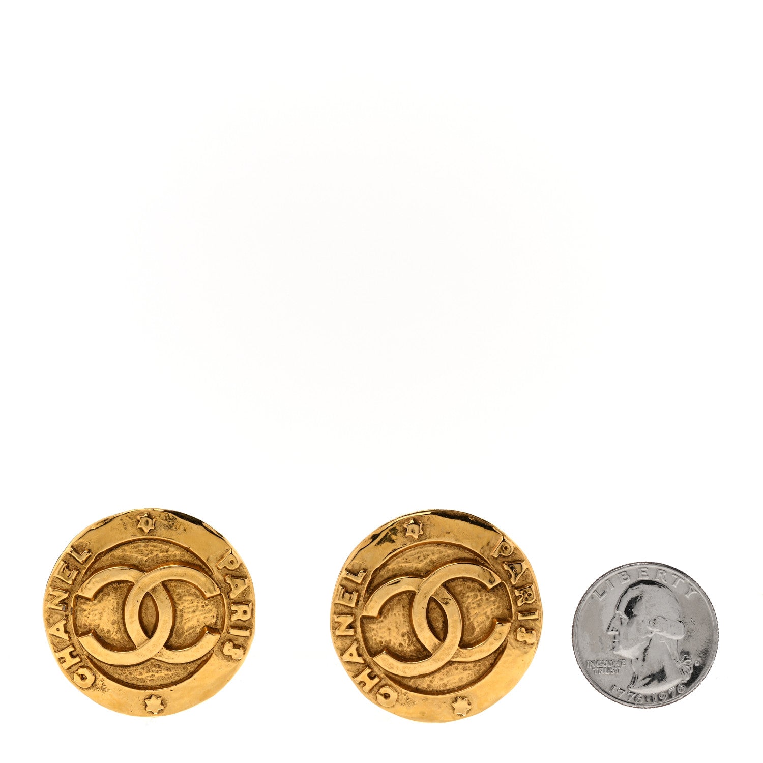 Chanel Round CC Clip On Earrings Gold 2 of 4