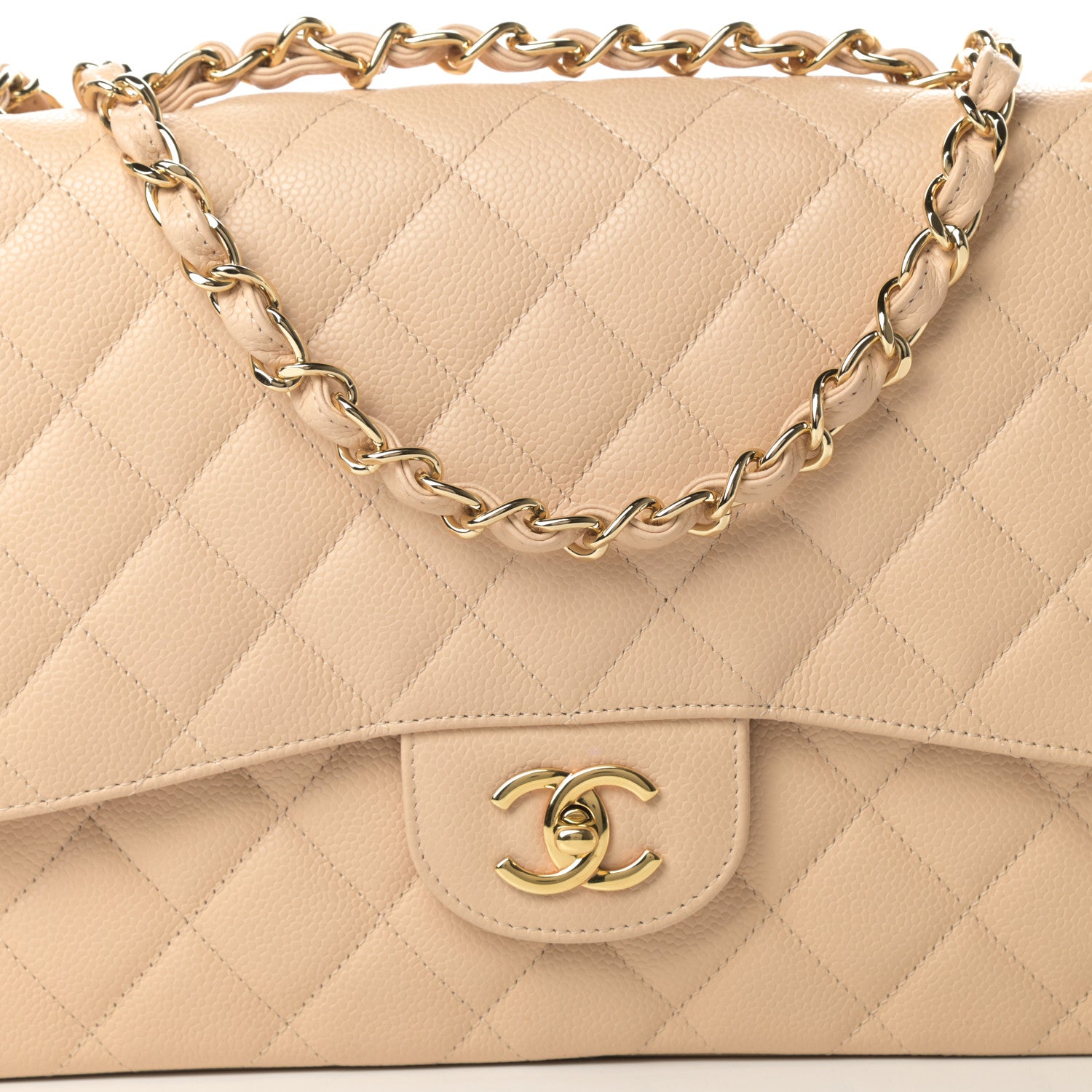 Chanel Caviar Quilted Jumbo Single Flap Beige Clair 8 of 12