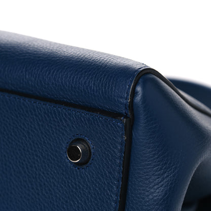 Celine Drummed Calfskin Medium Edge Shoulder Bag Ocean Blue 12 of 18