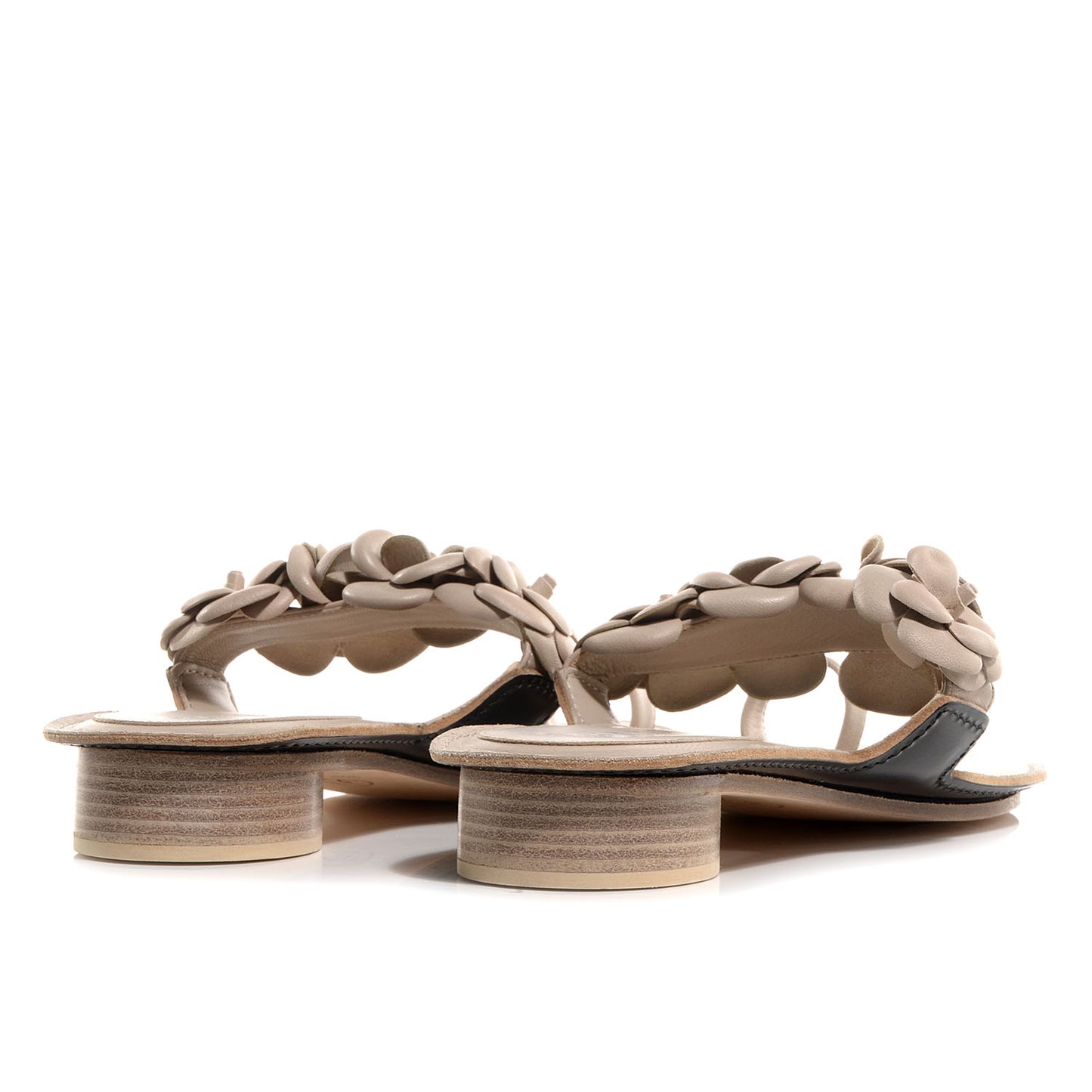 Lambskin Camellia Sandals 38 Light Grey
