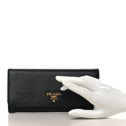 Prada Vitello Move Continental Flap Wallet Black 2 of 9
