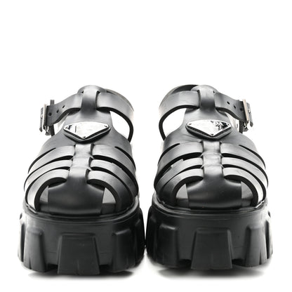 Prada Foam Rubber Triangle Logo Monolith 55mm Cage Sandals 39 Black 36 Black 3 of 10