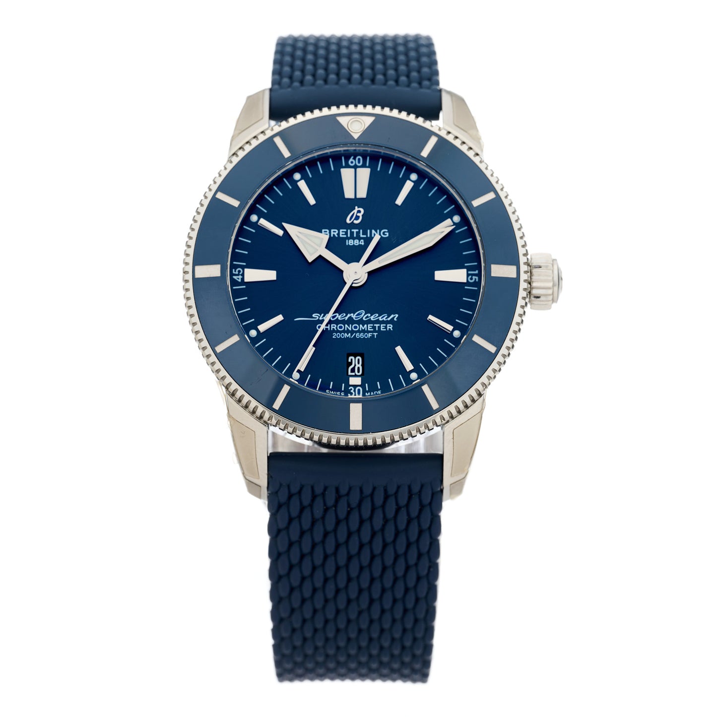 Stainless Steel Rubber 44mm Superocean Heritage Automatic Watch Blue AB2030161C1S1