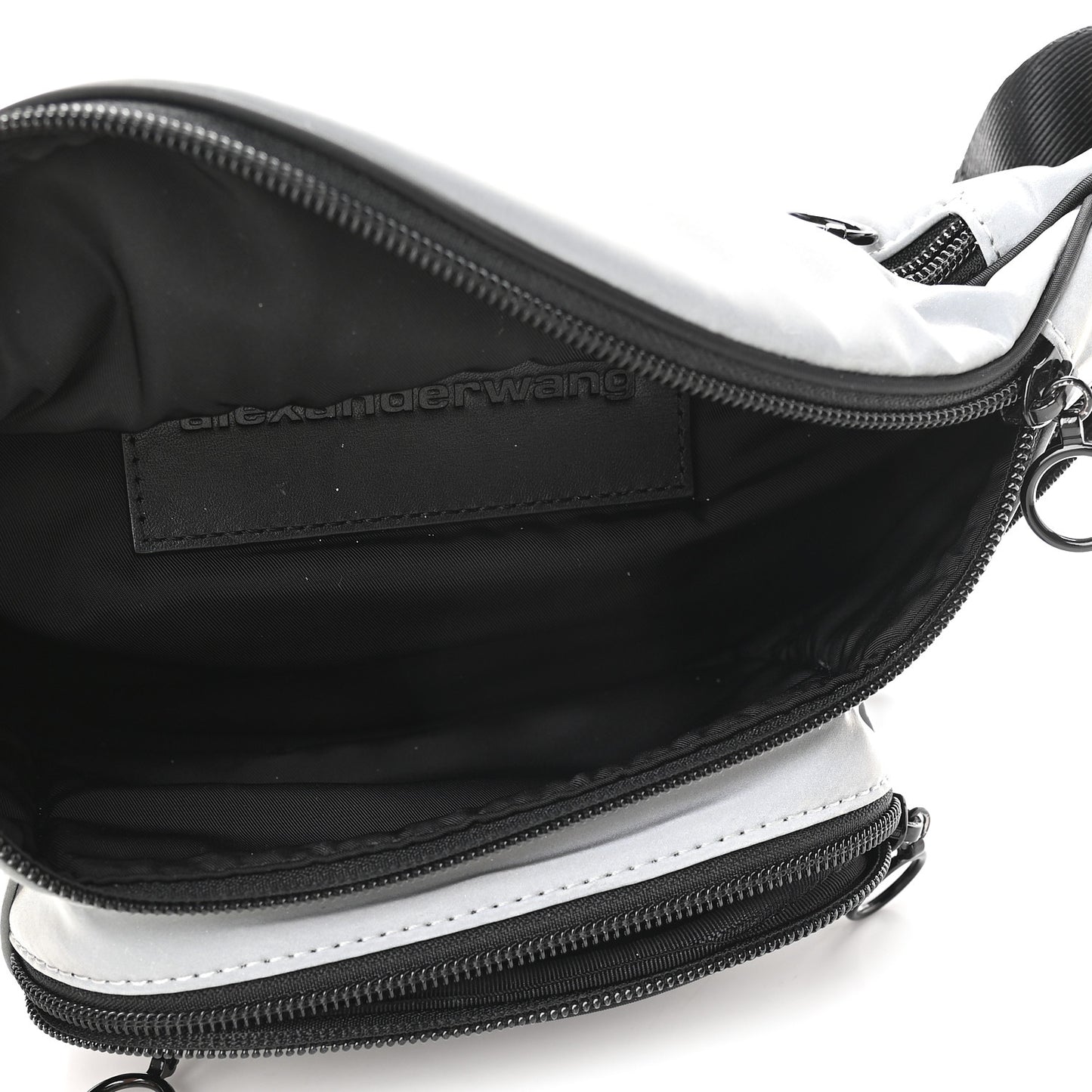 Nylon Logo Printed Attica Belt Bag Reflective Silver