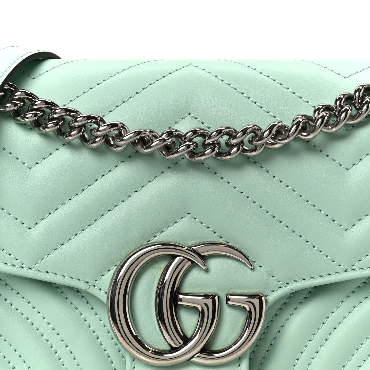 Gucci Calfskin Matelasse Small GG Marmont Shoulder Bag Water Green 9 of 12