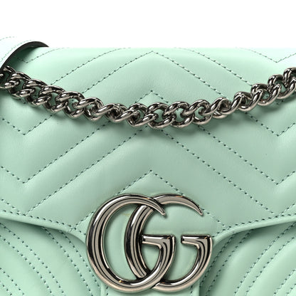 Gucci Calfskin Matelasse Small GG Marmont Shoulder Bag Water Green 9 of 12