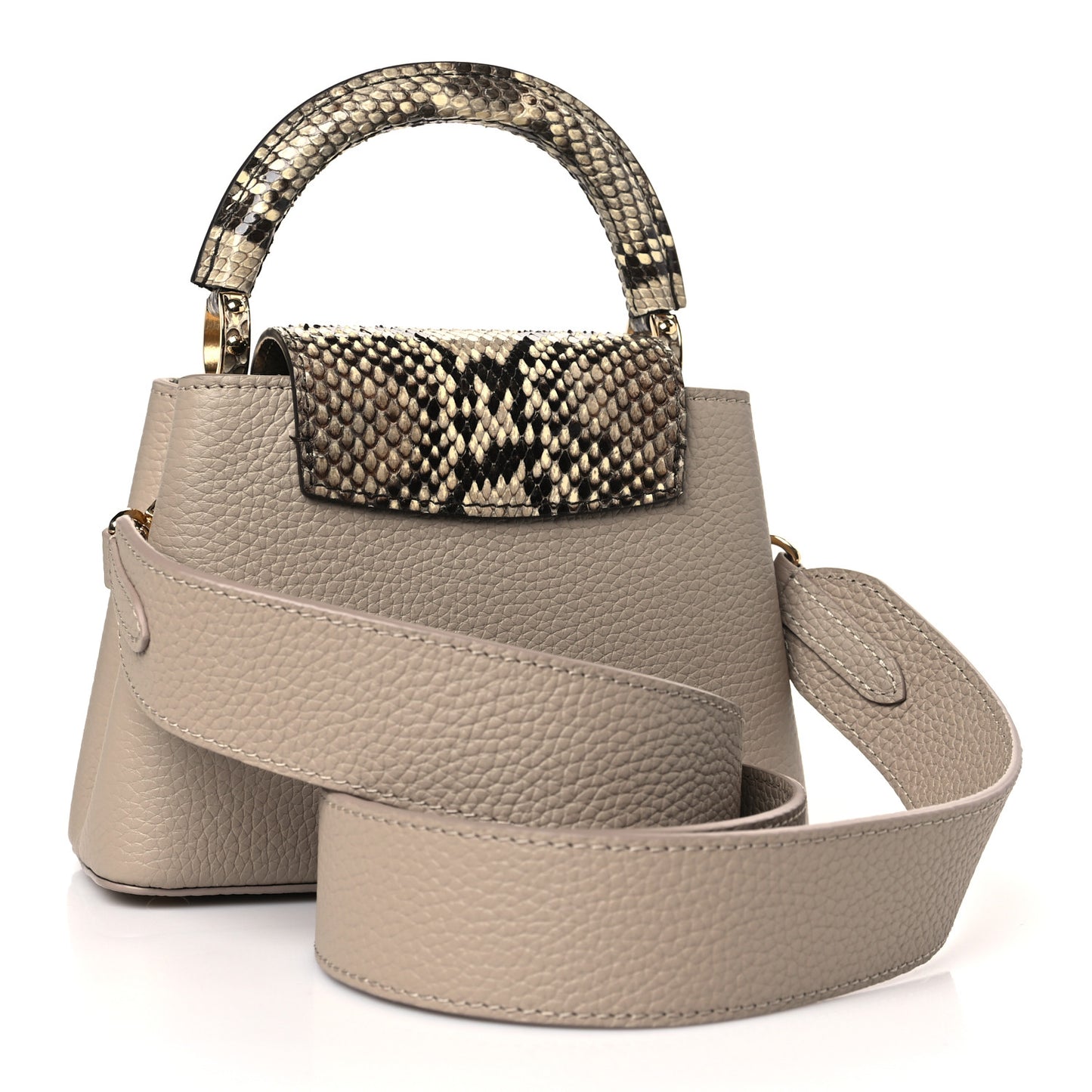 Taurillon Snakeskin Mini Capucines Galet