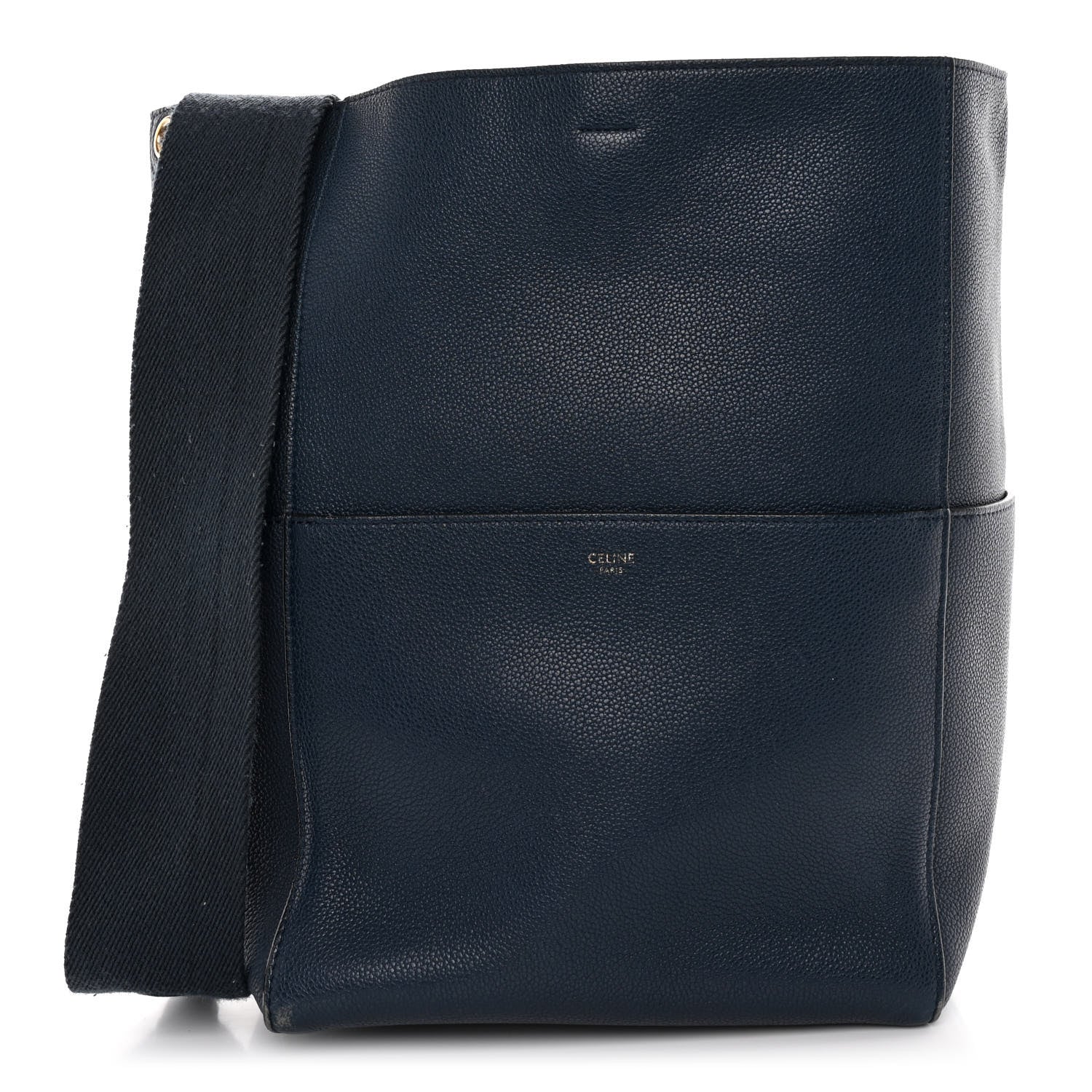 Celine Soft Grained Calfskin Sangle Bucket Bag Navy Blue 1 of 11