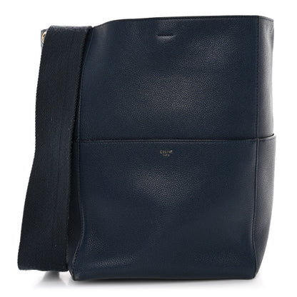 Celine Soft Grained Calfskin Sangle Bucket Bag Navy Blue 1 of 11