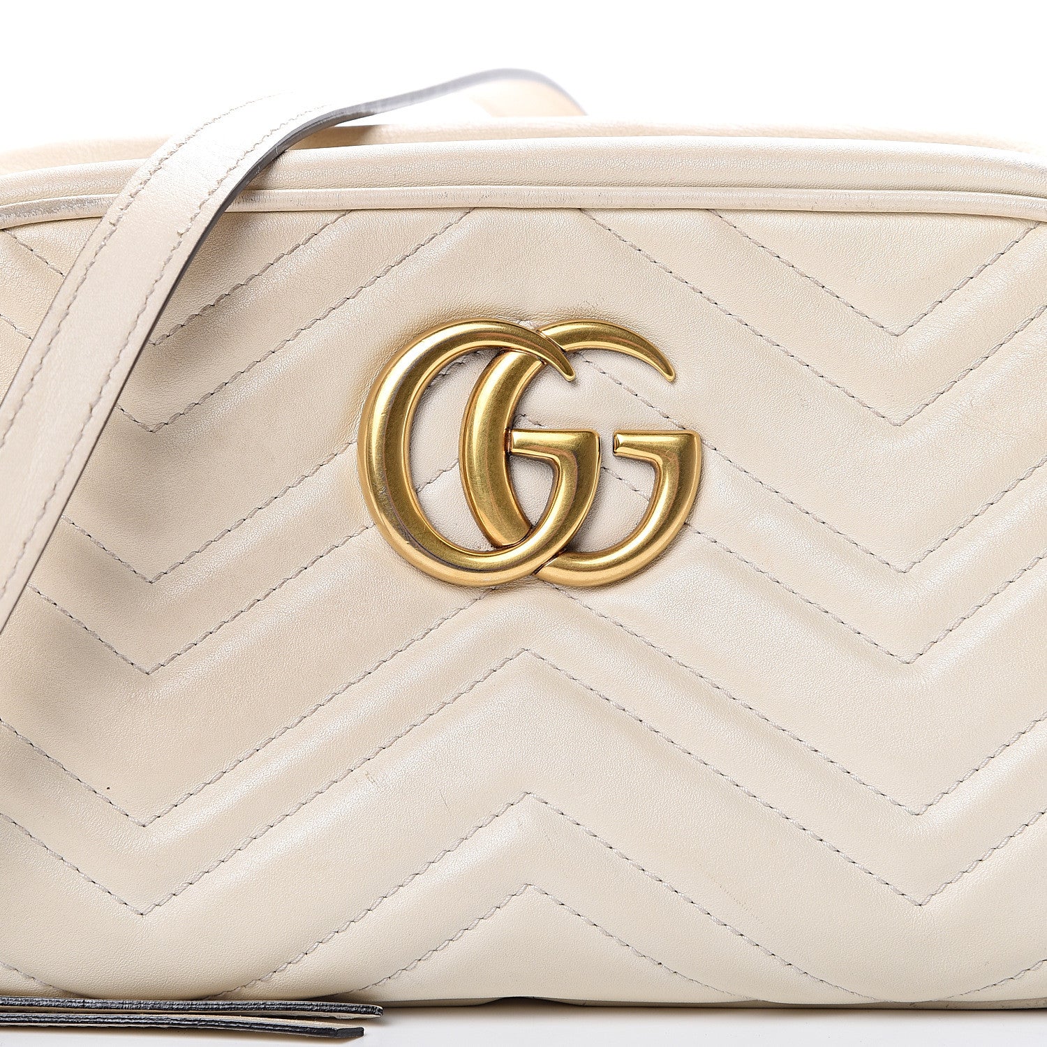Gucci Calfskin Matelasse Small GG Marmont Chain Shoulder Bag White 9 of 18
