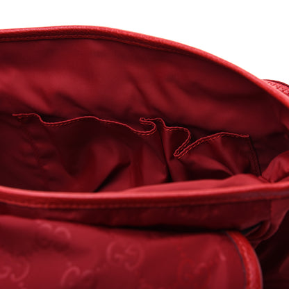 Gucci Nylon Monogram Double Buckle Flap Messenger Bag Vibrant Red 11 of 15