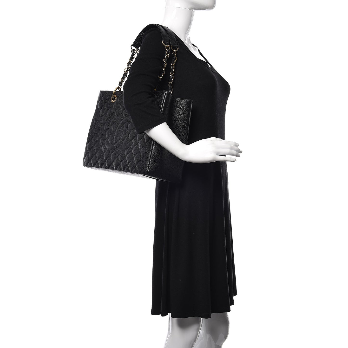 Caviar Quilted Grand Shopping Tote GST Black