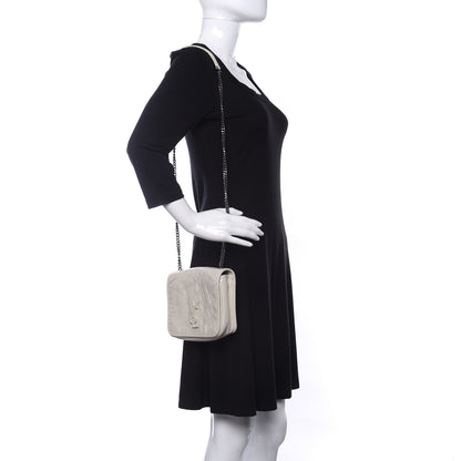 Saint Laurent Crinkled Calfskin Matelasse Monogram Niki Chain Wallet Crema Soft 2 of 8