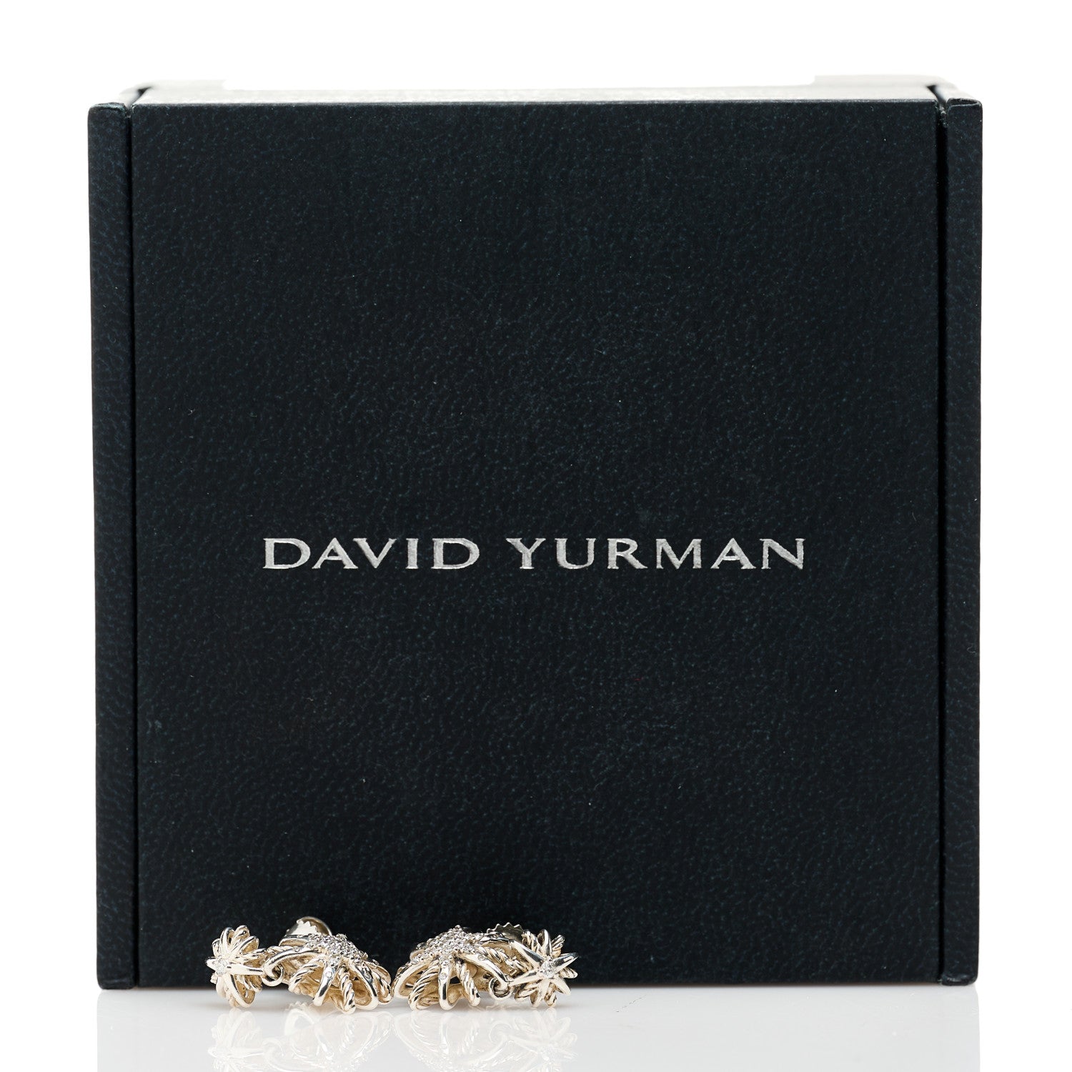 David Yurman Sterling Silver Diamond Starburst Double Drop Earrings 5 of 5