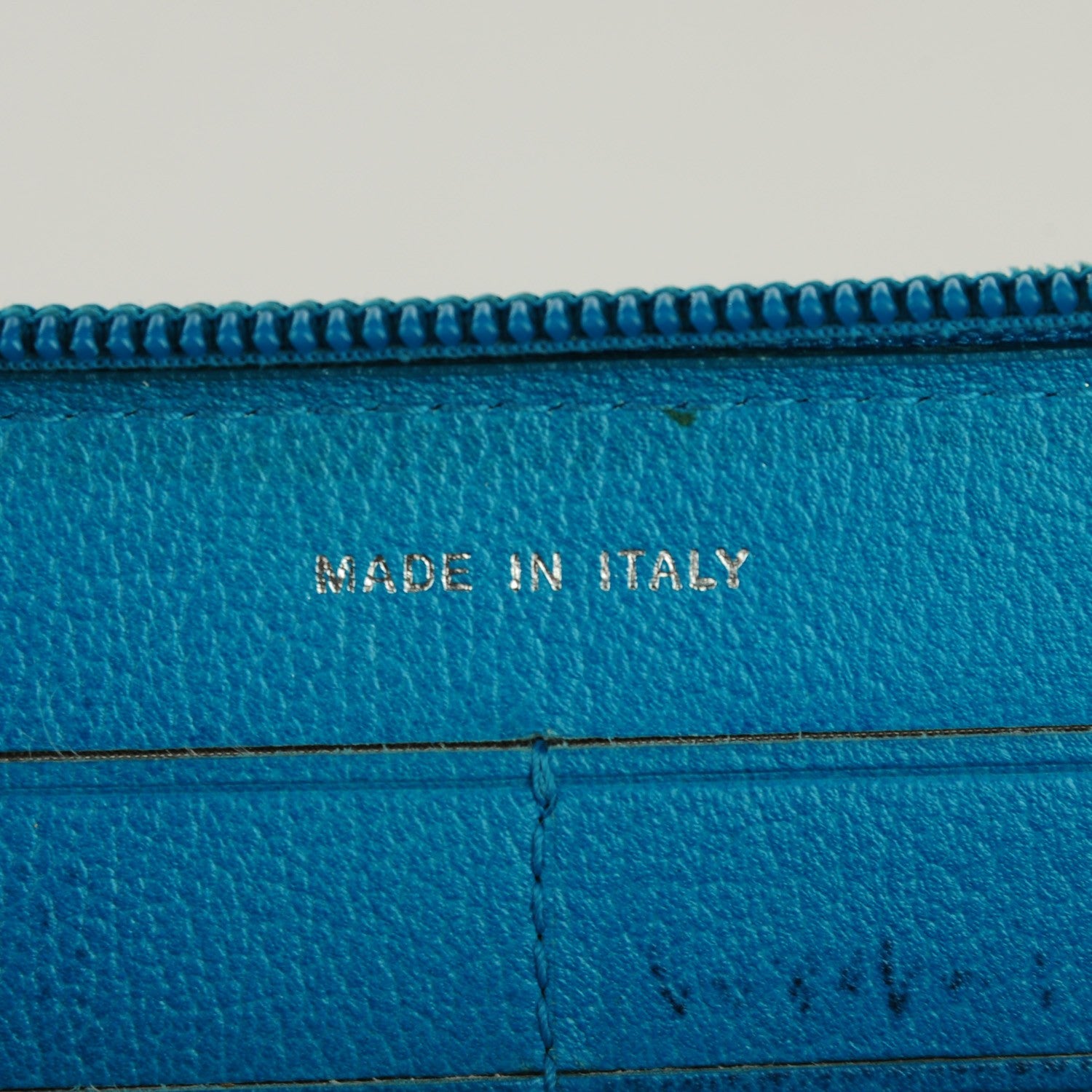 Chanel Goatskin Embossed Jacket Zip Around Wallet Blue 6 of 8