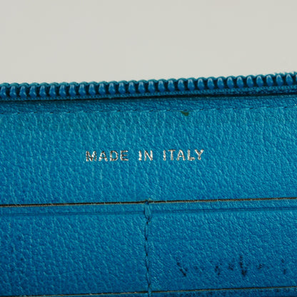 Chanel Goatskin Embossed Jacket Zip Around Wallet Blue 6 of 8