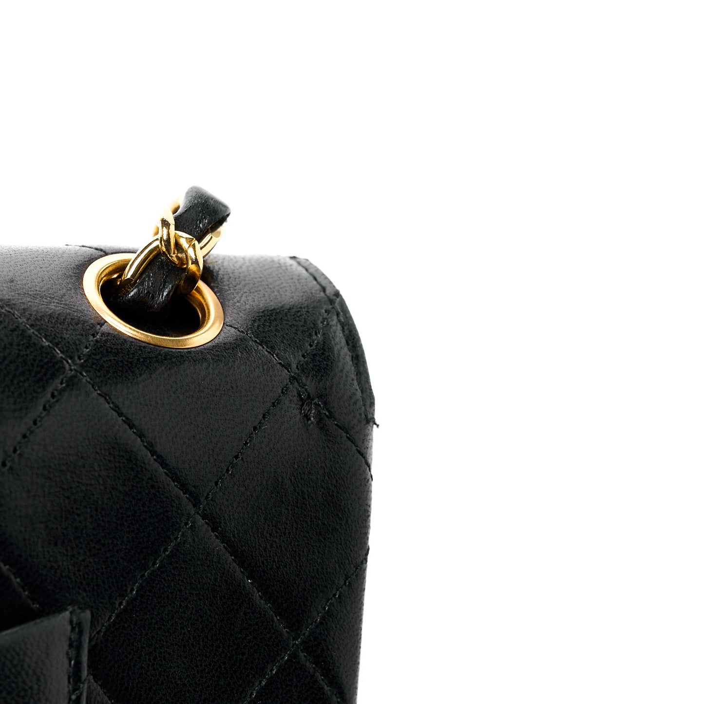 Lambskin Quilted Medium Double Flap Black
