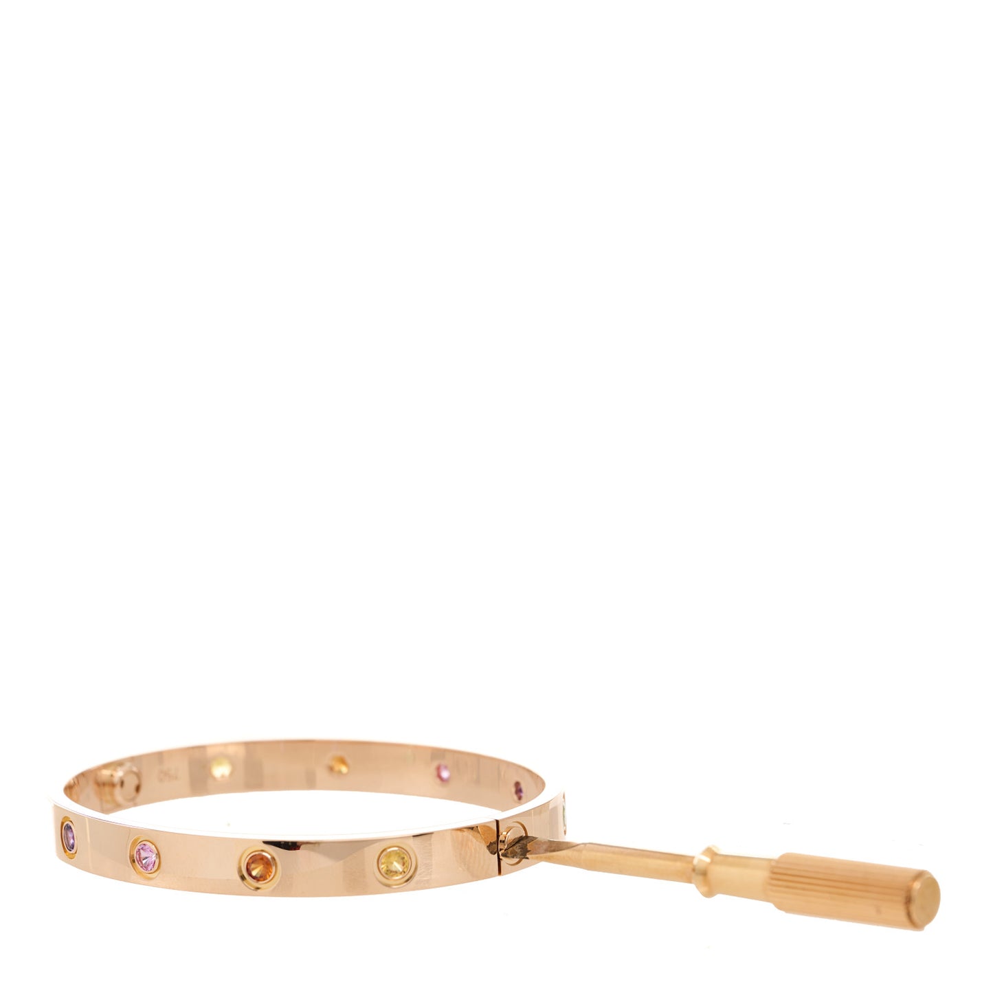 18K Pink Gold Sapphire Garnet Amethyst LOVE Bracelet 16