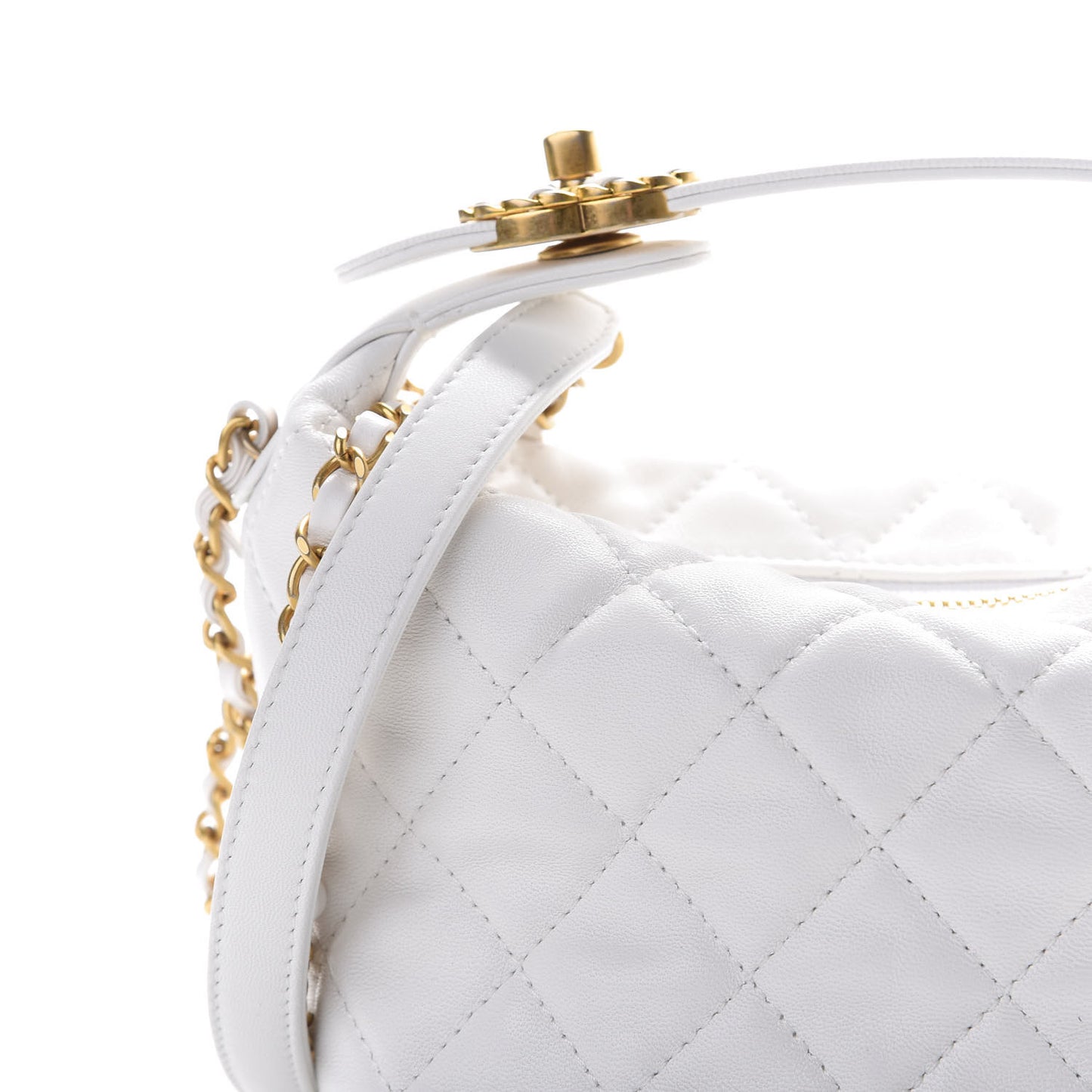 Lambskin Quilted Small Hobo White