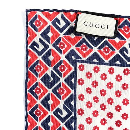 Gucci Silk Twill Plainmetric Square Scarf Ivory Blue 3 of 3