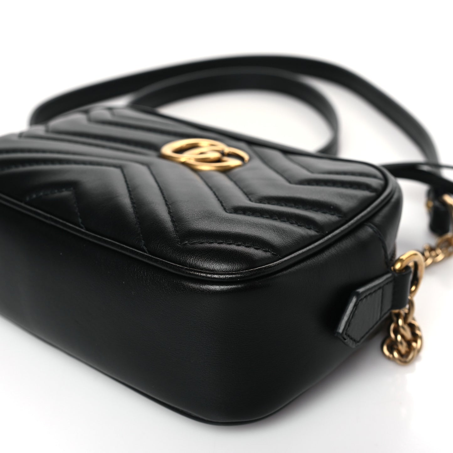 Calfskin Matelasse Mini GG Marmont Chain Shoulder Bag Black