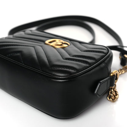 Gucci Calfskin Matelasse Mini GG Marmont Chain Shoulder Bag Black 9 of 11