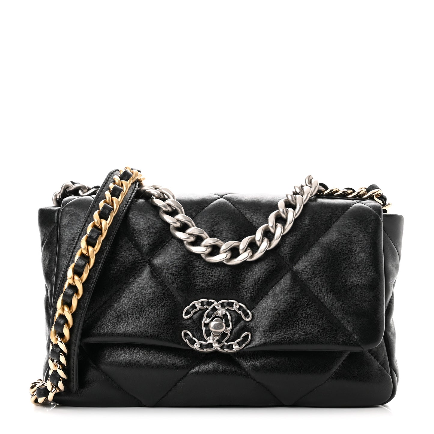 Lambskin Quilted Medium Chanel 19 Flap Black