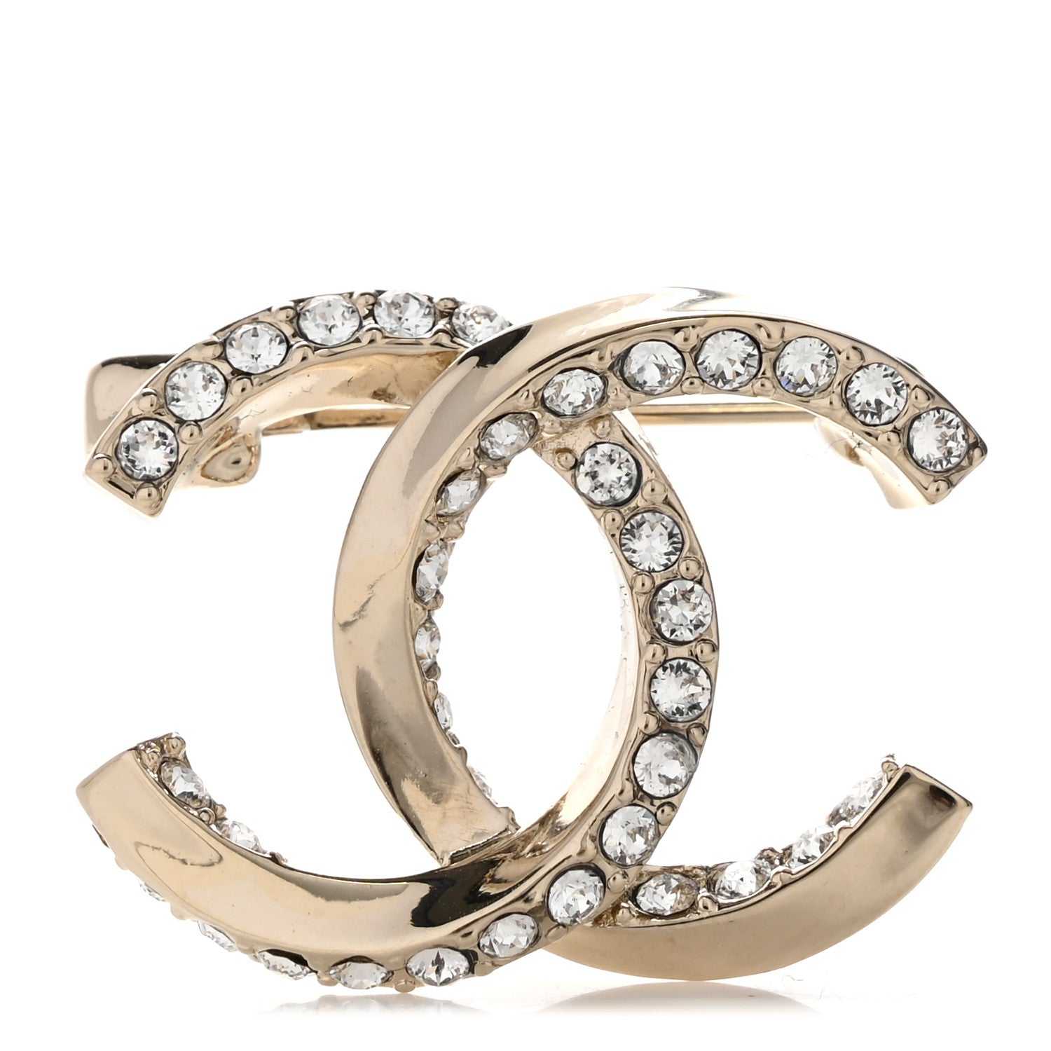 Chanel Metal Crystal CC Brooch Gold 1 of 5