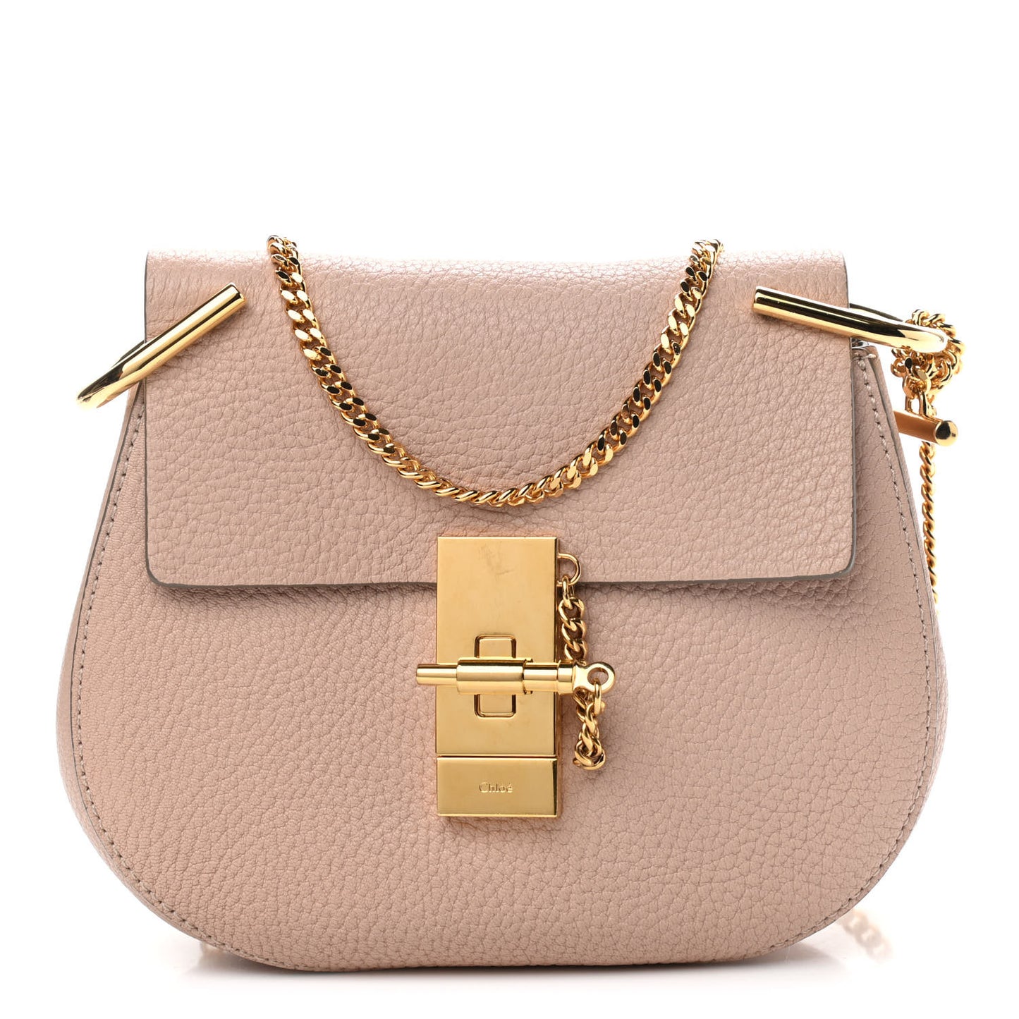 Grained Lambskin Mini Drew Shoulder Bag Cement Pink