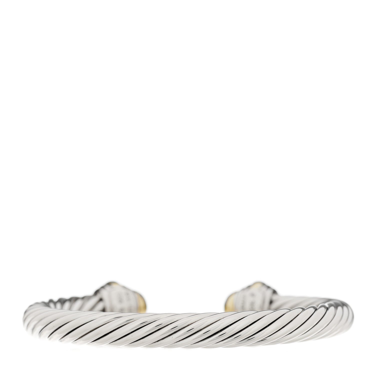 David Yurman Sterling Silver 14K Yellow Gold 7mm Cable Classics Dome Bracelet 2 of 3