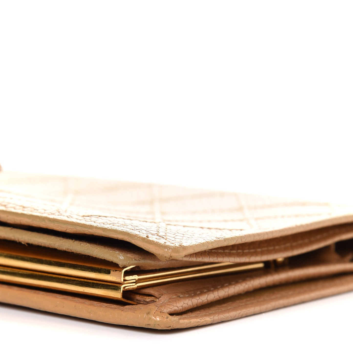 Caviar Diamond Stitched French Wallet Beige