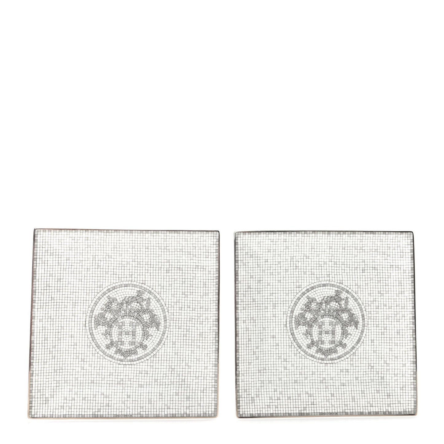 Porcelain Mosaique Au 24 Square Plate Set of 2 Platine