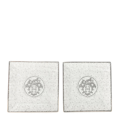 Hermes Porcelain Mosaique Au 24 Square Plate Set of 2 Platine 1 of 5