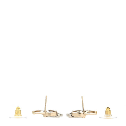 Chanel Crystal Double CC Earrings Gold Silver 3 of 4