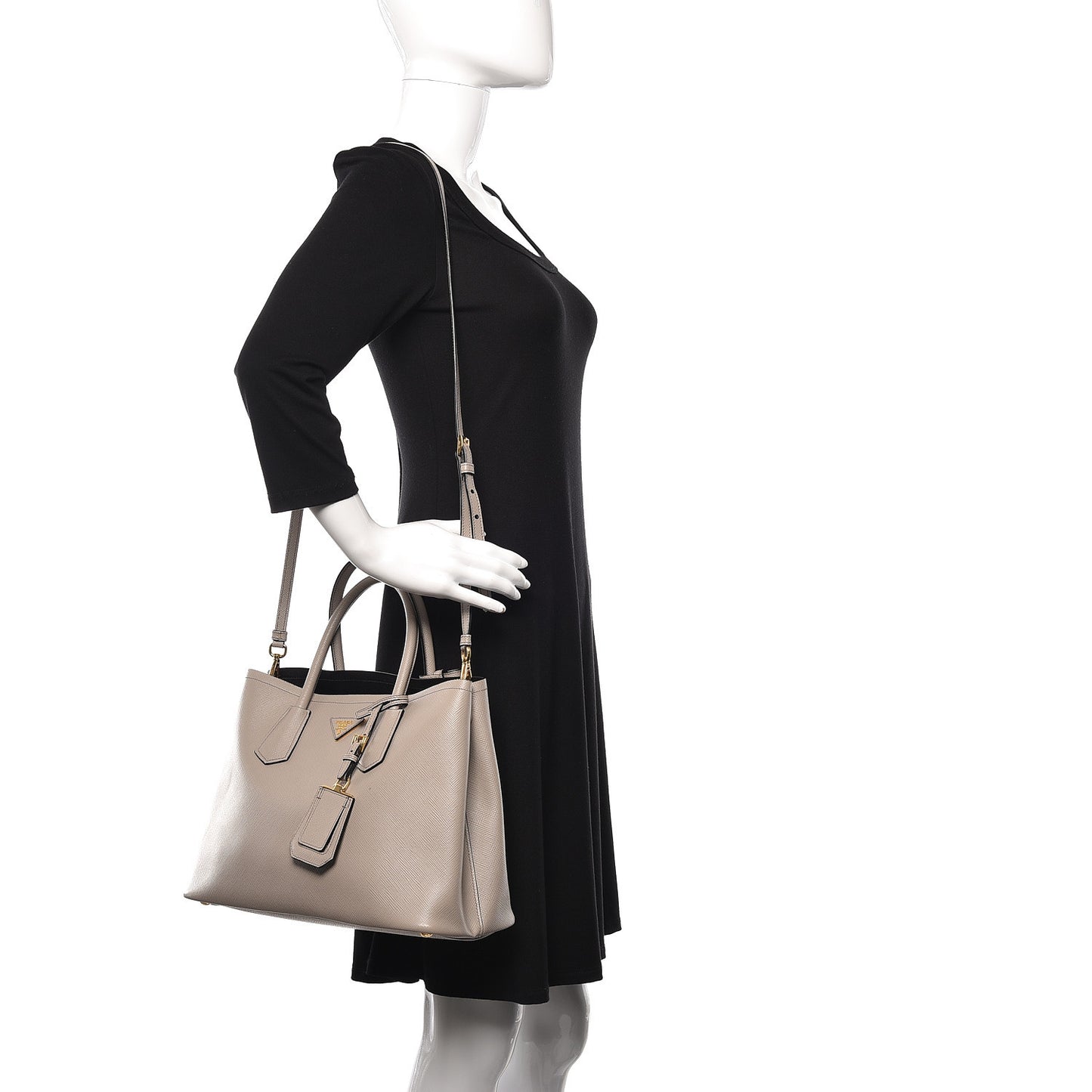 Saffiano Cuir Medium Double Bag Pomice