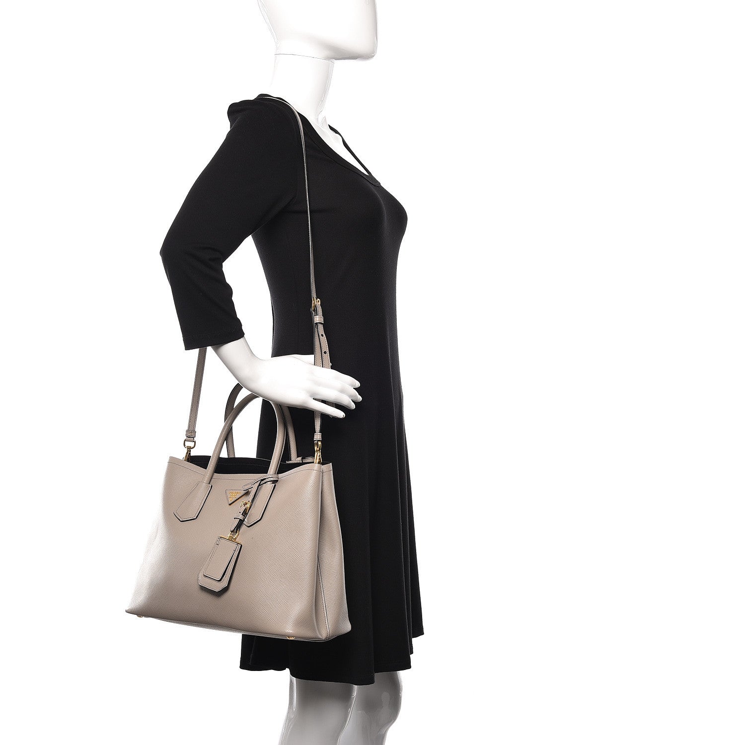 Prada Saffiano Cuir Medium Double Bag Pomice 2 of 14