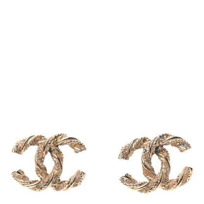 Chanel Crystal Twisted CC Earrings Gold 1 of 4