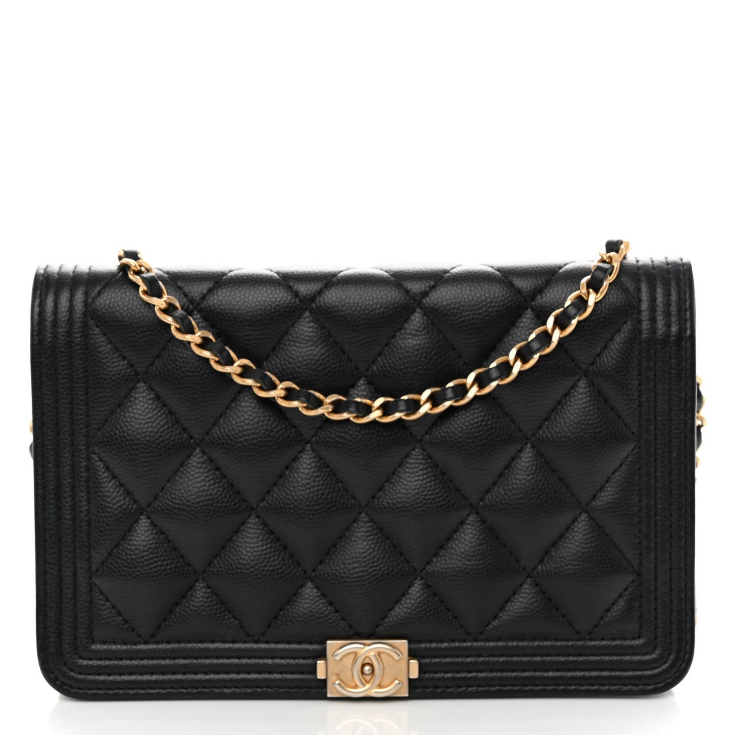 Caviar Quilted Boy Wallet On Chain WOC Black
