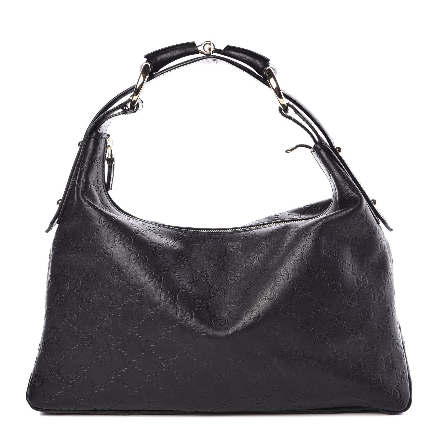 Gucci Guccissima Medium Horsebit Chain Hobo Black 1 of 10