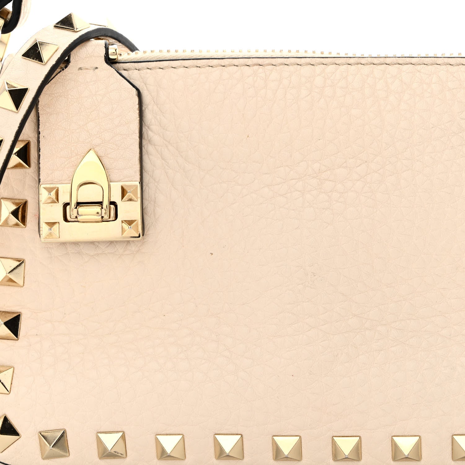 Valentino Garavani Pebbled Calfskin Small Rockstud Flip Lock Shoulder Bag Light Ivory 7 of 13