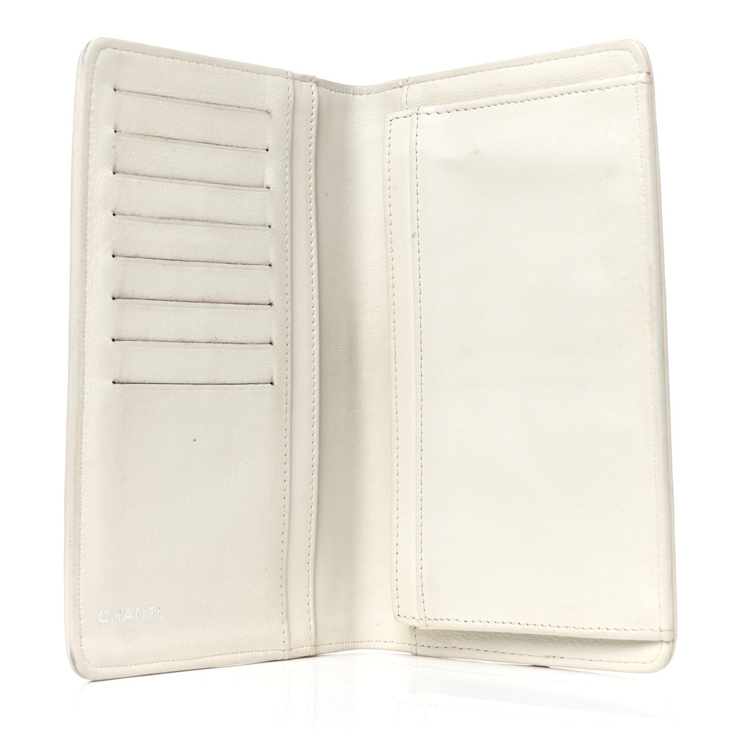 Calfskin Diamond Stitched Yen Wallet Dark Navy Blue